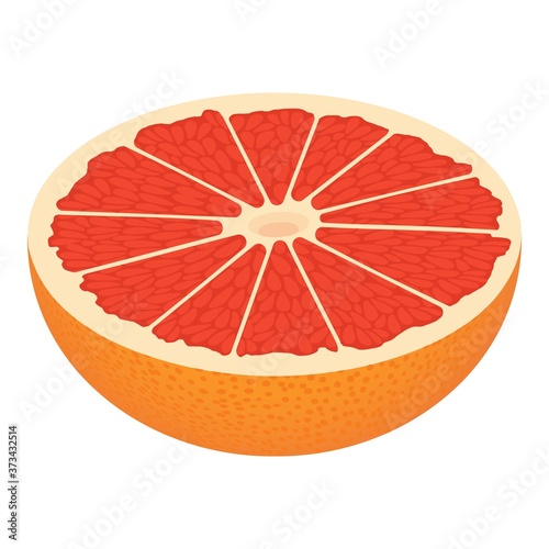 Half cutted grapefruit icon. Isometric of half cutted grapefruit vector icon for web design isolated on white background