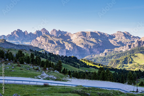 Panorama of the Alpes at Canazei in Dolomites, Trentino Alto Adige. Italy photo