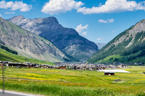 View of Livigno  an Italian town in the province of Sondrio in Lombardy  Italy.