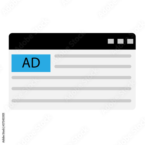 ads online advertisement on white background. advertising sign. online ad symbol. flat style.