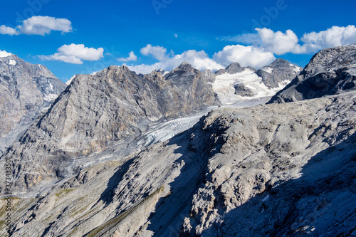 Italy, Stelvio National Park. Famous road to Stelvio Pass in Ortler Alps.