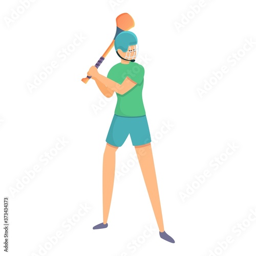 Hurling game icon. Cartoon of hurling game vector icon for web design isolated on white background