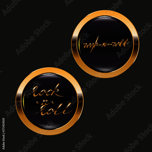 black rock-n-roll logo-like buttons  photo