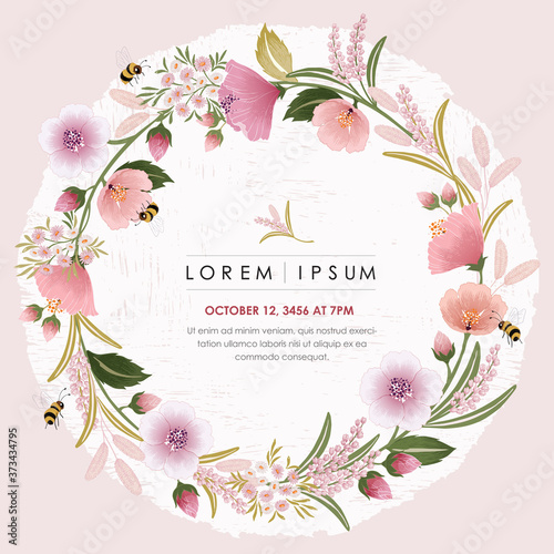 Vector illustration of a beautiful floral frame for Wedding, anniversary, birthday and party. Design for invitation card, picture frame, poster, scrapbook 