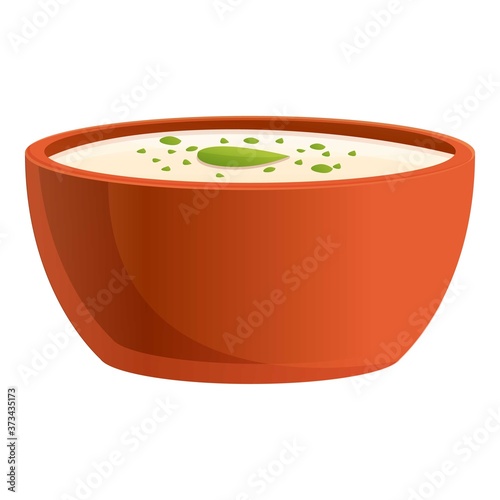 Greece vegan soup icon. Cartoon of Greece vegan soup vector icon for web design isolated on white background