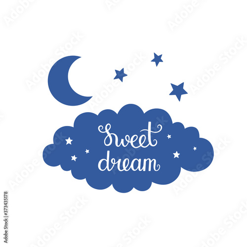 Sweet dreams print with hand written text.