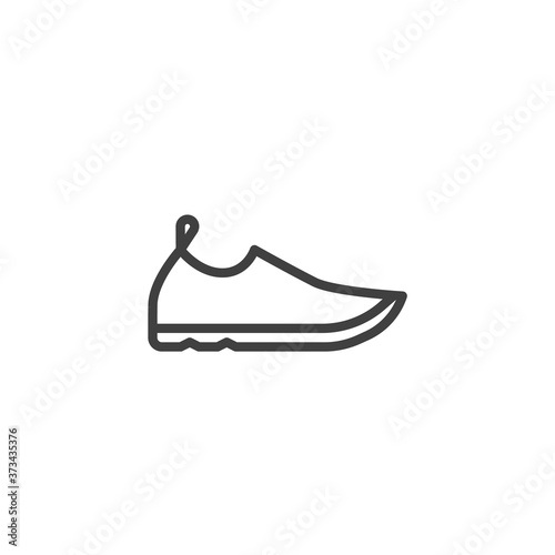 Women's sport shoe line icon. linear style sign for mobile concept and web design. Sneakers shoes outline vector icon. Symbol, logo illustration. Vector graphics