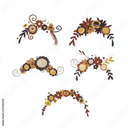 vector illustration. a set of flower wreaths for various decor and design