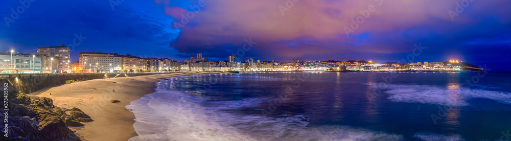 Coruña Panorámica paseo marítimo hora azul playas