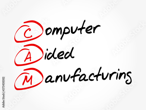 CAM - Computer Aided Manufacturing acronym, technology concept background
