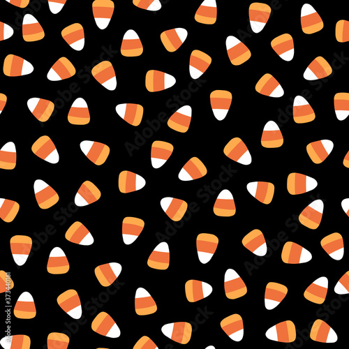 Halloween trick or treat candies seamless pattern. Vector illustration of candy in a simple hand-drawn style. The limited palette is ideal for fabric printing, packaging