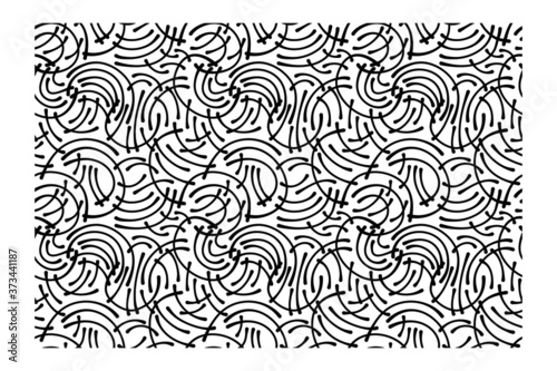 Horizontal seamless pattern of endless labyrinth drawn in half circles. Print for the cover of the book, postcards, t-shirts.