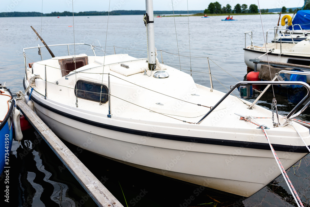 Fototapeta premium Plateliai Lithuania 08 24 2020 Classic yachts at Old Gaffers Festival