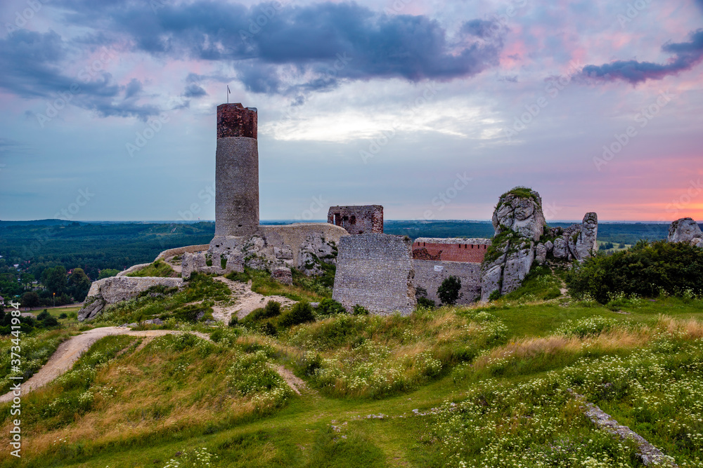 Ruins of the Olsztyn castle in Poland which was part of the Polish defense system, the so-called Eagle's Nests