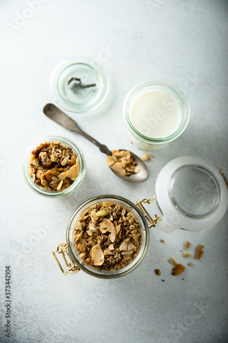 Traditional homemade granola for breakfast