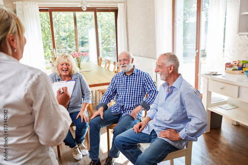 Seniors in talk therapy at the retirement home photo