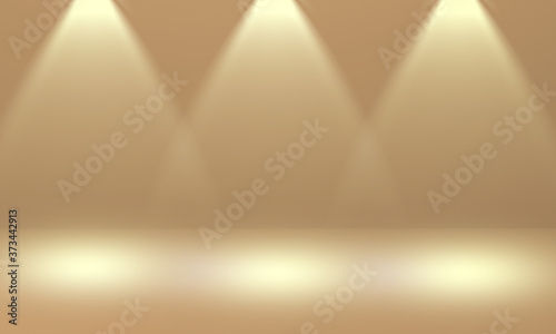 Espresso color stage background with three spotlight