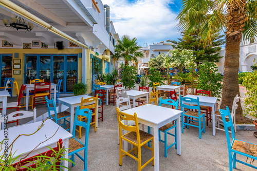 Fototapeta Naklejka Na Ścianę i Meble -  Kardamena Village street view in Kos Island.