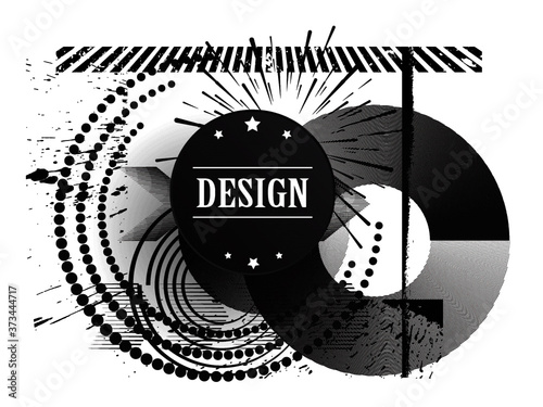 Minimalistic Creative concept . Flat style . Geometric lines and design textured elements form unusual shape . Vector abstract grunge background . Dynamic banner .