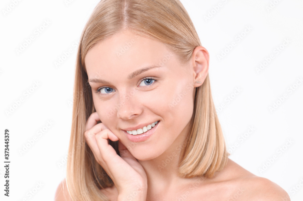 Pretty smiling joyfully female with blonde hair Pretty smiling joyfully female with blonde hair