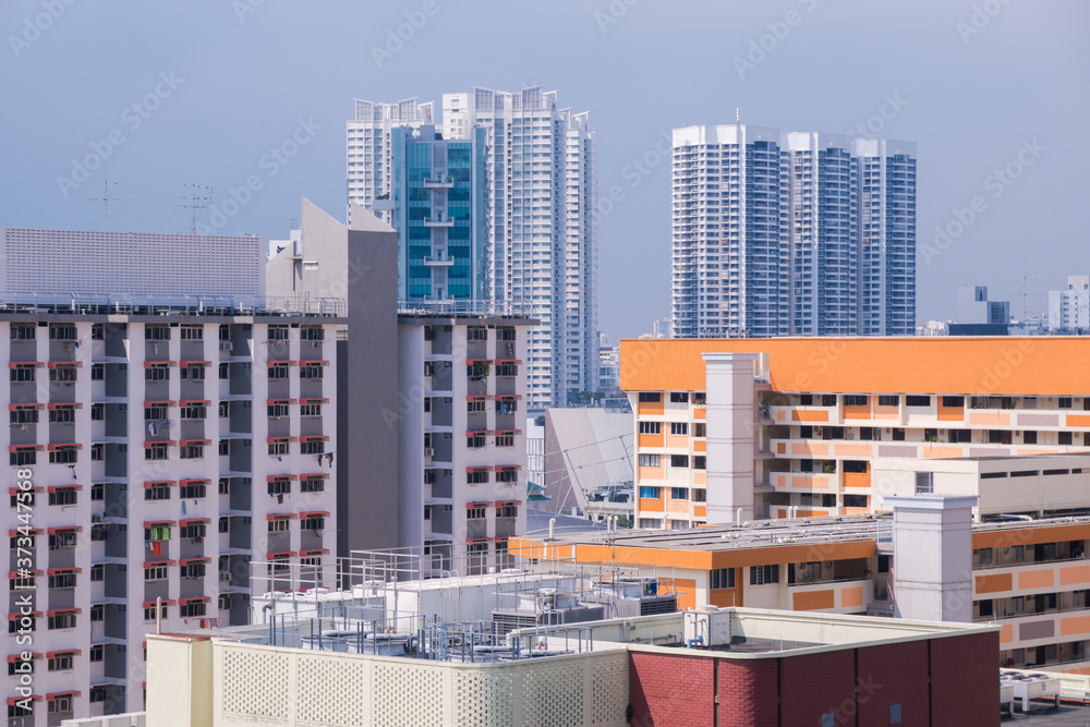 10 October 2019, Singapore, Singapore: Orange Colored Building Around Lavender Area, Singapore.