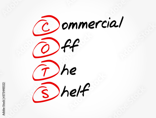 COTS - Commercial Off-the-Shelf acronym, business concept background
