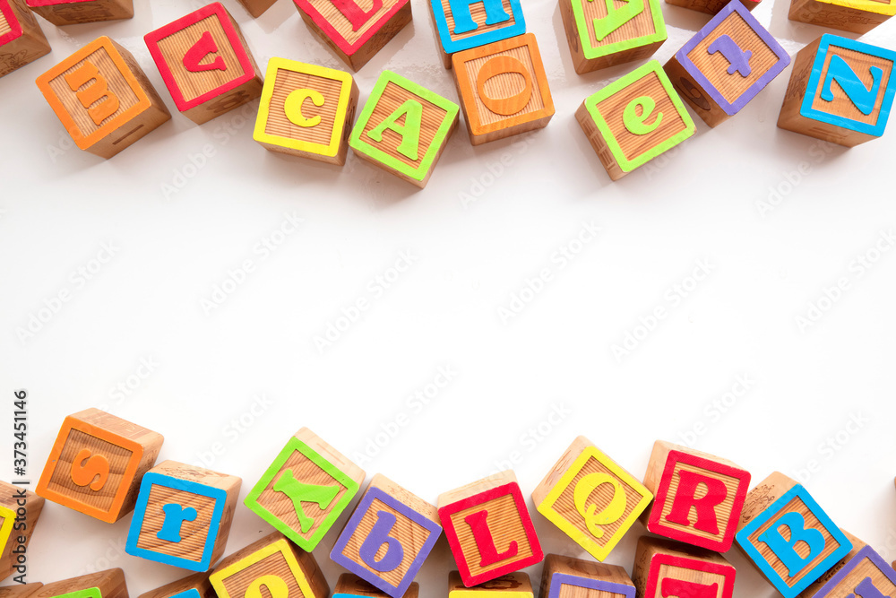 Colourful wooden ABC alphabet baby development blocks