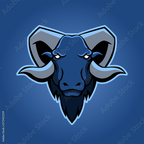 Modern professional logo for sport team. Ram mascot. Rams, vector symbol on a dark background.