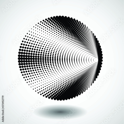 Halftone dots in tunnel form. round logo . vector dotted frame pipe . tube design element