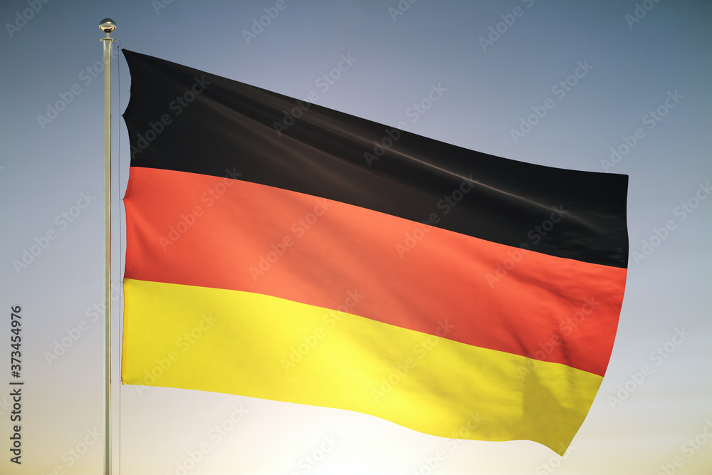 Germany flag on sunset sky background Germany flag on sunset sky background