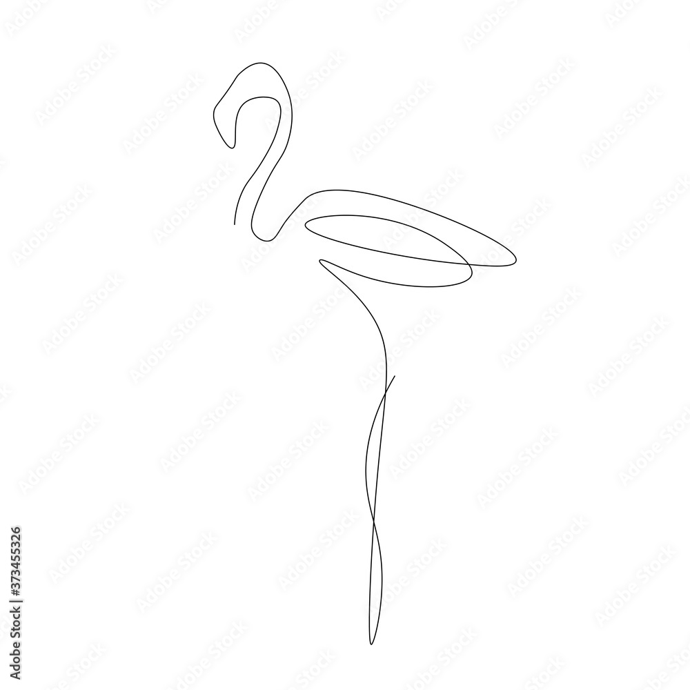 Flamingo bird one line drawing. Vector illustration
