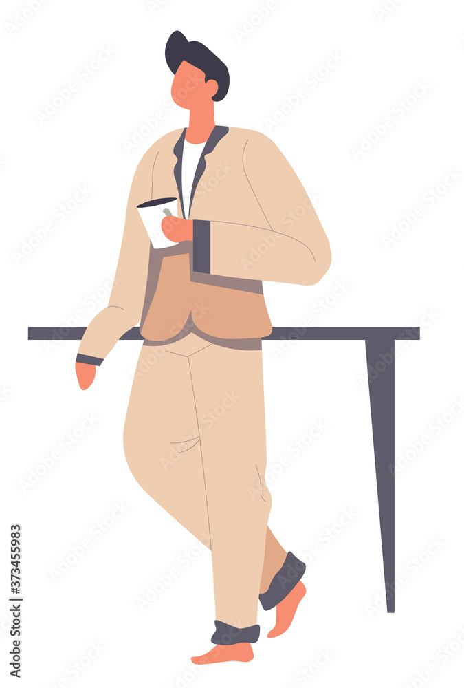 Man wearing pajama drinking coffee in morning vector Man wearing pajama drinking coffee in morning vector