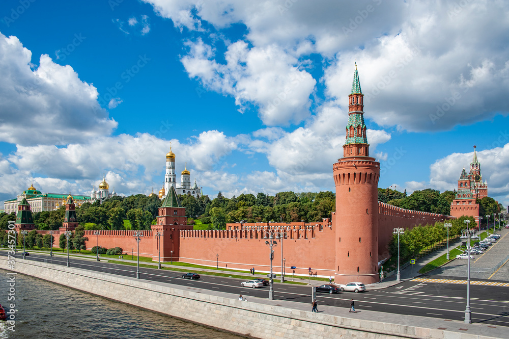 The eastern wall of the Moscow Kremlin was the third stage of its expansion. A ditch was dug in front of this wall, connecting the Moskva River with its tributary, the Neglinka River.  