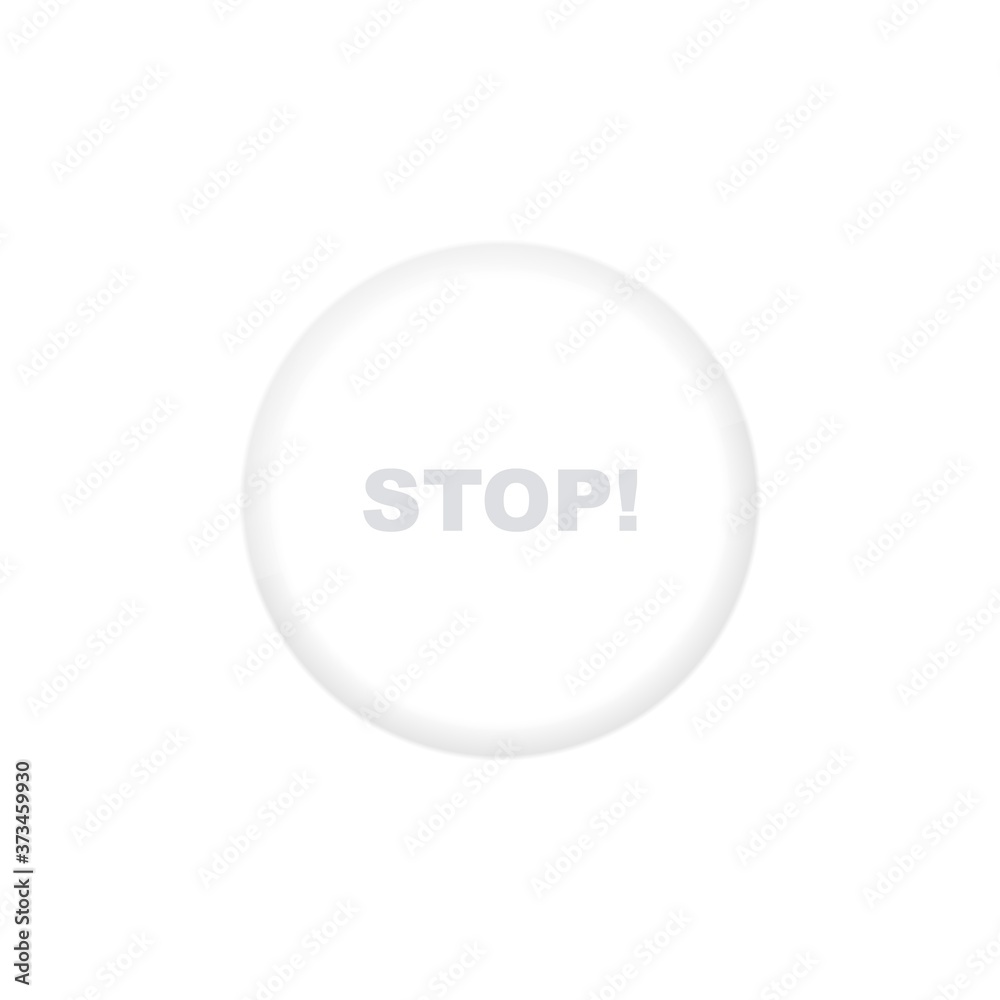 Stop button on white background. Neumorphism. Realistic button. Neumorphic design Stop button on white background. Neumorphism. Realistic button. Neumorphic design