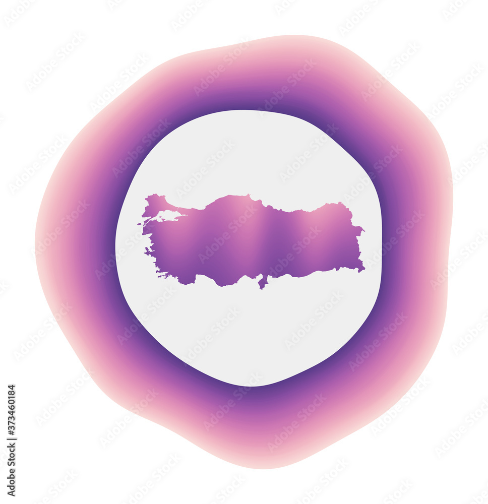 Turkey icon. Colorful gradient logo of the country. Purple red Turkey rounded sign with map for your design. Vector illustration. Turkey icon. Colorful gradient logo of the country. Purple red Turkey rounded sign with map for your design. Vector illustration.