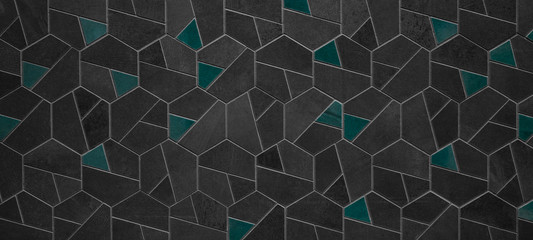 Keuken achterwand Mozaïek Antraciet en turquoise hexagon mozaïek  © Corri Seizinger