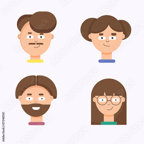 Set of icons. People with a smile on their face. vector illustration