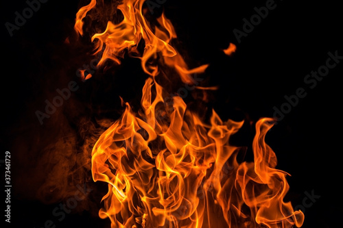 Fire flame isolated over black background close up, abstract texture © Viktor Iden