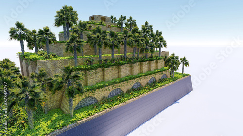Photos Isolatd 3d rendering of Hanging Garden of Babylon