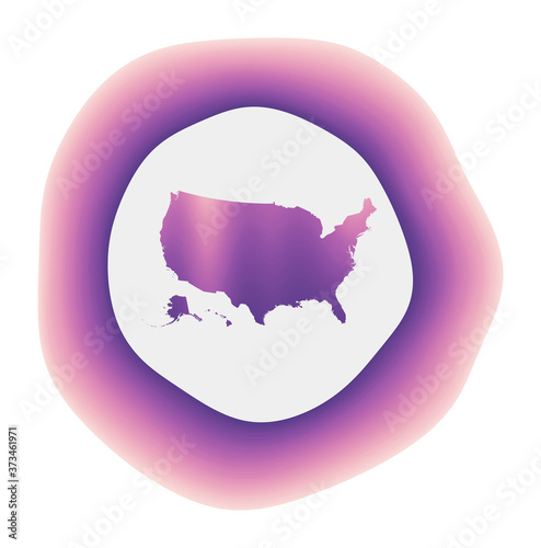 USA icon. Colorful gradient logo of the country. Purple red USA rounded sign with map for your design. Vector illustration. © Eugene Ga