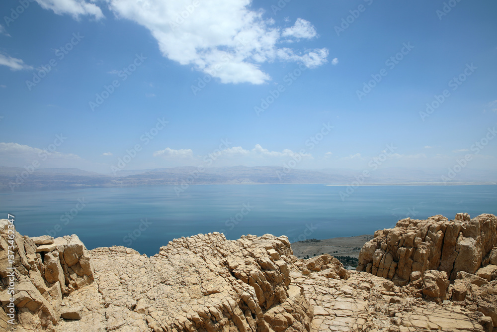 The mountains of the Judean desert overlooking the Dead Sea.