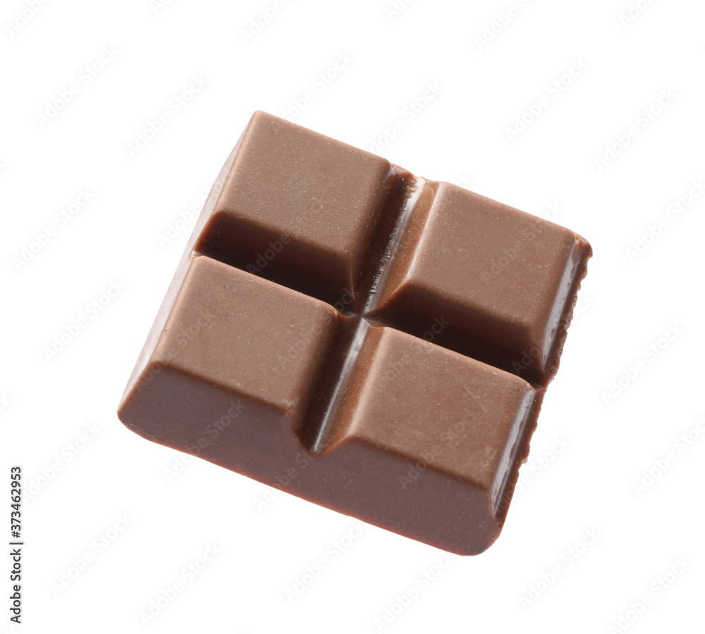 Piece of delicious milk chocolate isolated on white