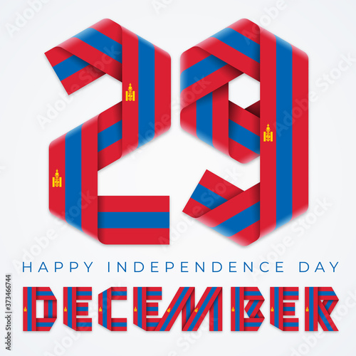 December 29, Mongolia Independence Day congratulatory design with mongolian flag elements. Vector illustration.