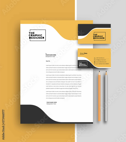 Business letterhead with business card templates design, Vector illustration.