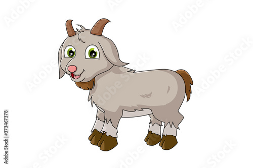 Happy small goat cartoon animal vector illustration