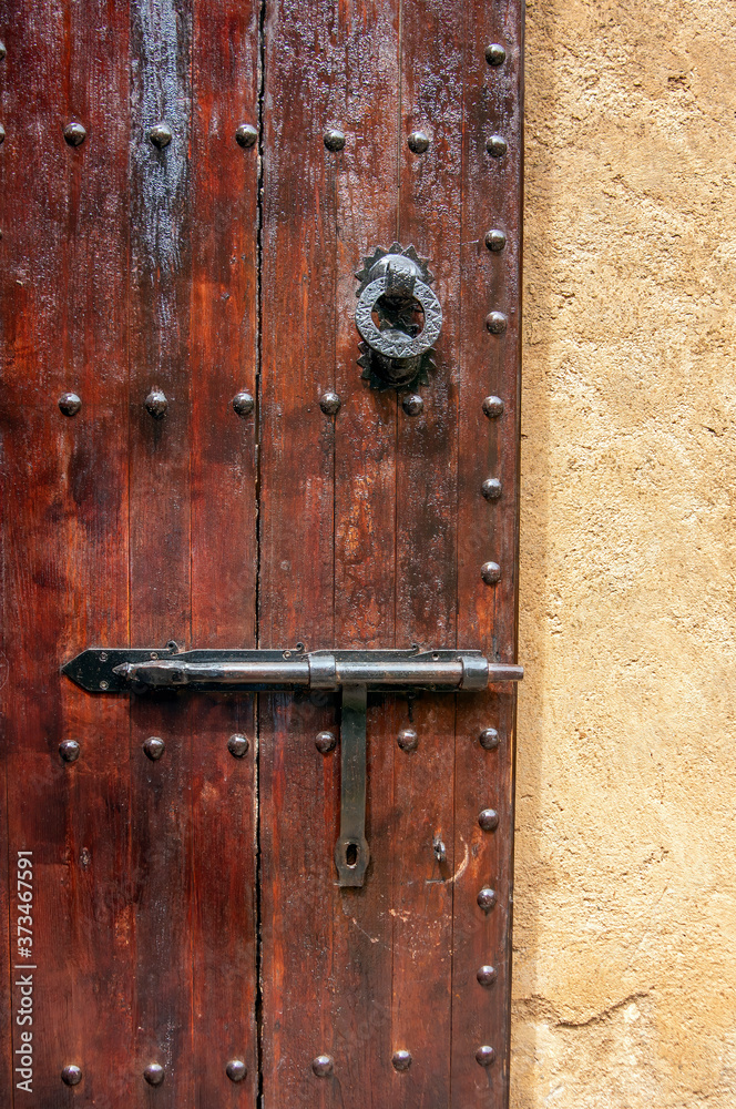 Details of door lock in the kasbah of the medina, Chefchaouen, Morocco