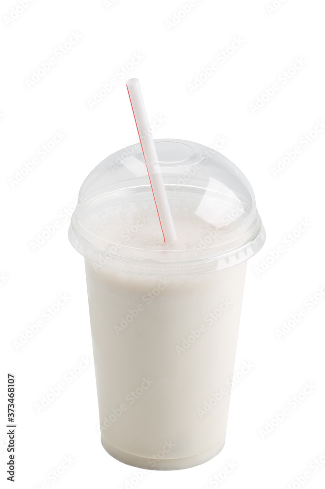 Vanilla milkshake in plastic glass Vanilla milkshake in plastic glass