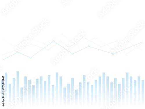 Abstract financial chart with blue  uptrend numbers and gradient line graph vector illustration on white background.