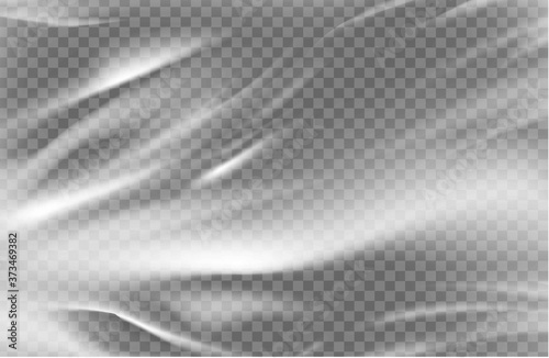 Close up vector on a plastic transparent cellophane bag on white background. The texture looks blank and shiny. Vector illustration
