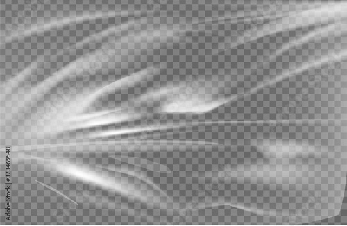 Close up vector on a plastic transparent cellophane bag on white background. The texture looks blank and shiny. Vector illustration